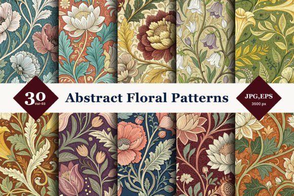Abstract Floral Seamless Patterns 03