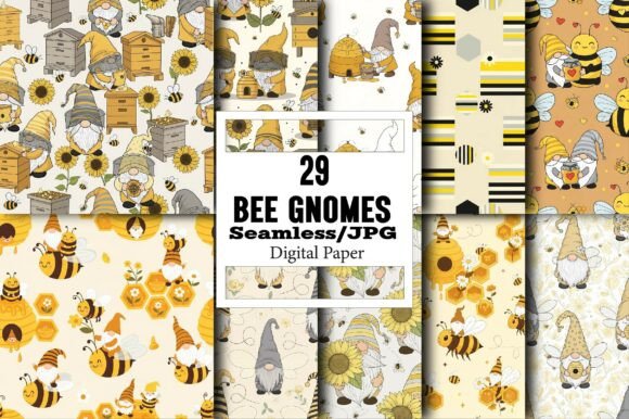 Bee Gnomes Seamless Patterns