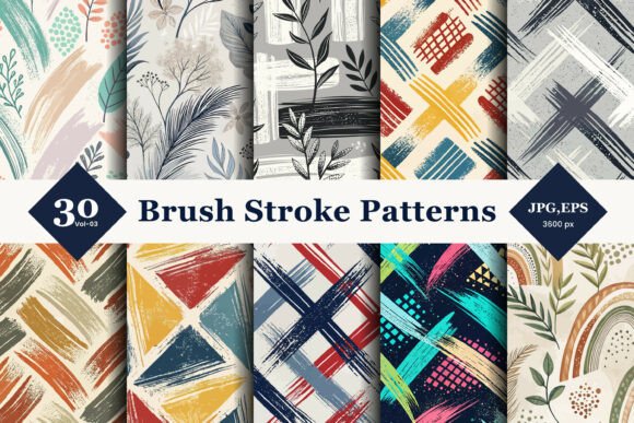 Brush Stroke Style Seamless Patterns 03