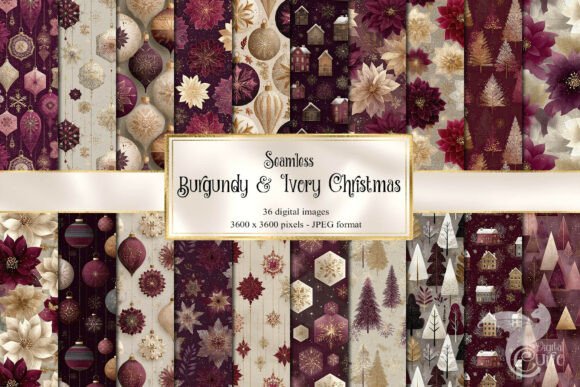 Burgundy and Ivory Christmas Patterns