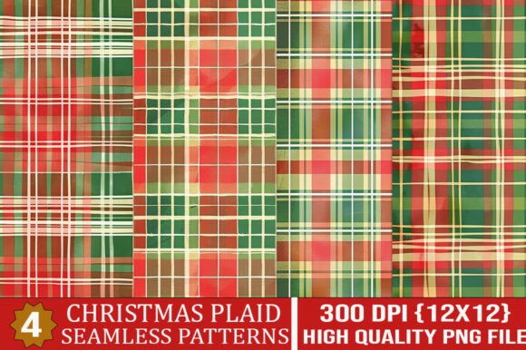Christmas Plaid Seamless Patterns Bundle