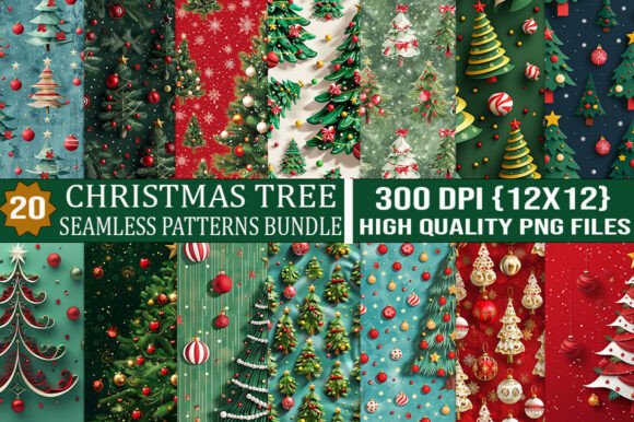 Christmas Tree Seamless Patterns Bundle