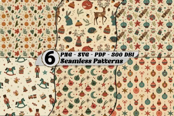 Cozy Folk Art Holiday Seamless Patterns