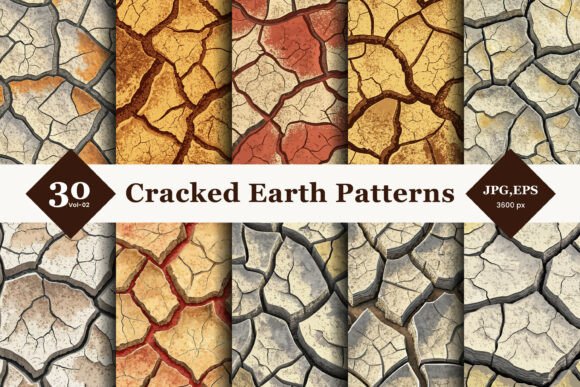 Cracked Earth Style Seamless Patterns 02