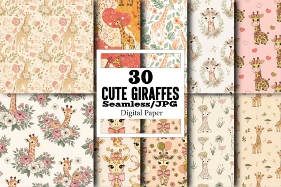 Cute Giraffes Seamless Patterns