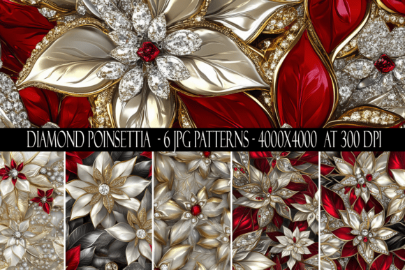 Diamond Poinsettia Seamless Patterns