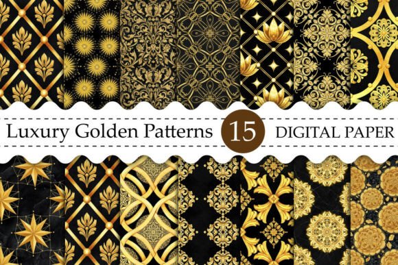 Elevate Your Designs with the Timeless Elegance of Luxury Golden Patterns Digital Paper