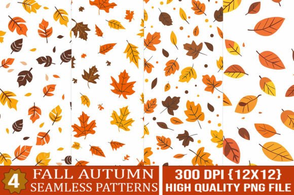 Fall Harvest Seamless Patterns PNG Set