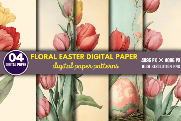 Floral Easter Digital Paper Patterns 3