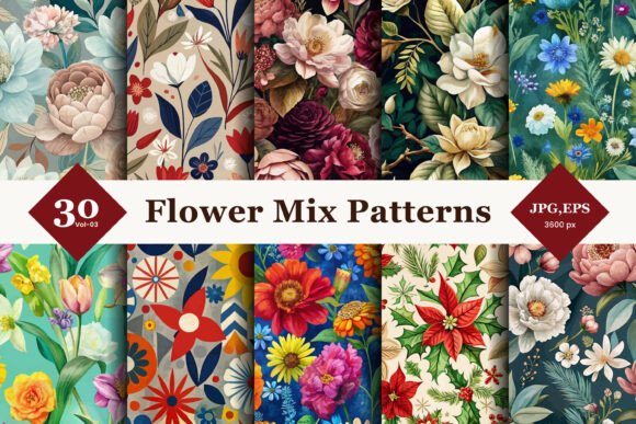 Flower Mix Style Seamless Patterns 03: A Practical Guide to Integrating Floral Assets into Professional Workflows