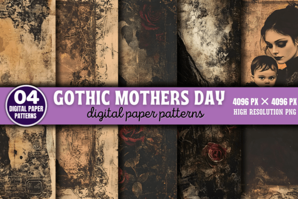 Gothic Mothers Day Digital Patterns 4: Elevate Your Dark Aesthetic Projects