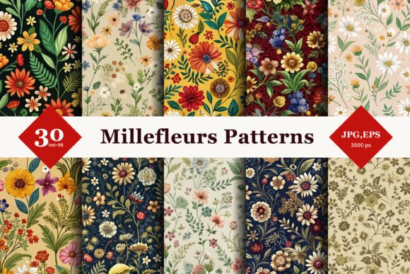 Millefleurs Seamless Patterns 05: Elevate Your Artwork