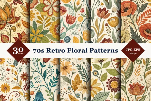 Reviving the Groovy Aesthetic: Why 70s Retro Floral Seamless Patterns 04 Are Essential for Modern Designers