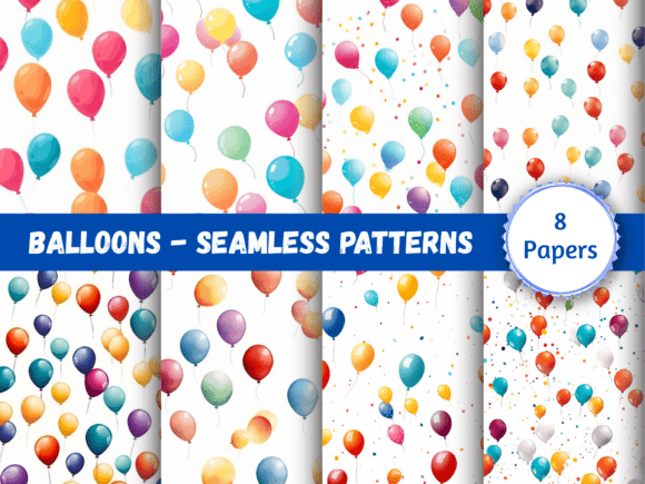 Seamless Paper Patterns - Balloons
