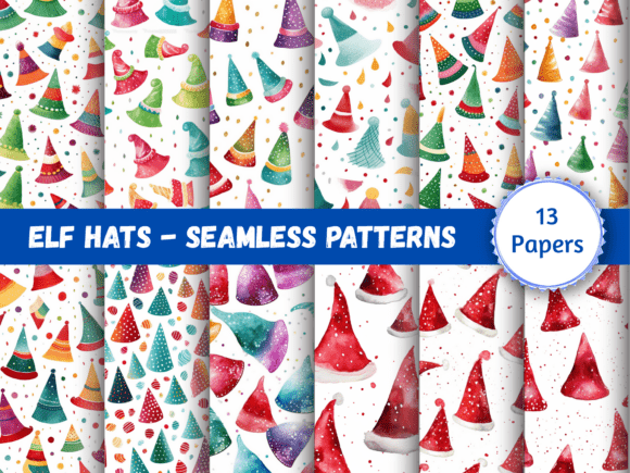Seamless Paper Patterns - Elf Hats
