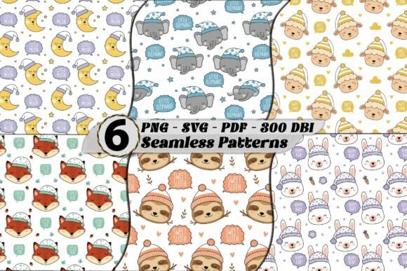 Sleepy Animals Nursery Seamless Patterns