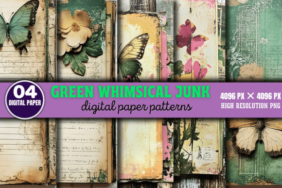 Unleashing Creativity with Green Whimsical Junk Journal Patterns 4